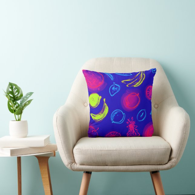 Neon Tropical Fruits Patterns Art. Buy Now Cushion (Chair)