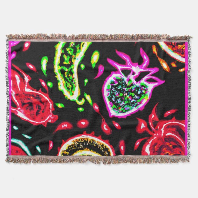 Neon Tropical Fruits Patterns Art. Buy Now Throw Blanket (Front)