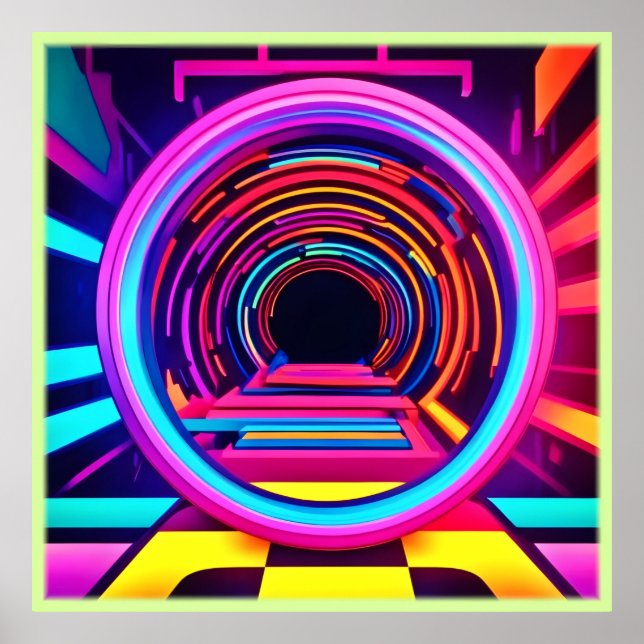 Neon Tunnel Dimensions Poster (Front)