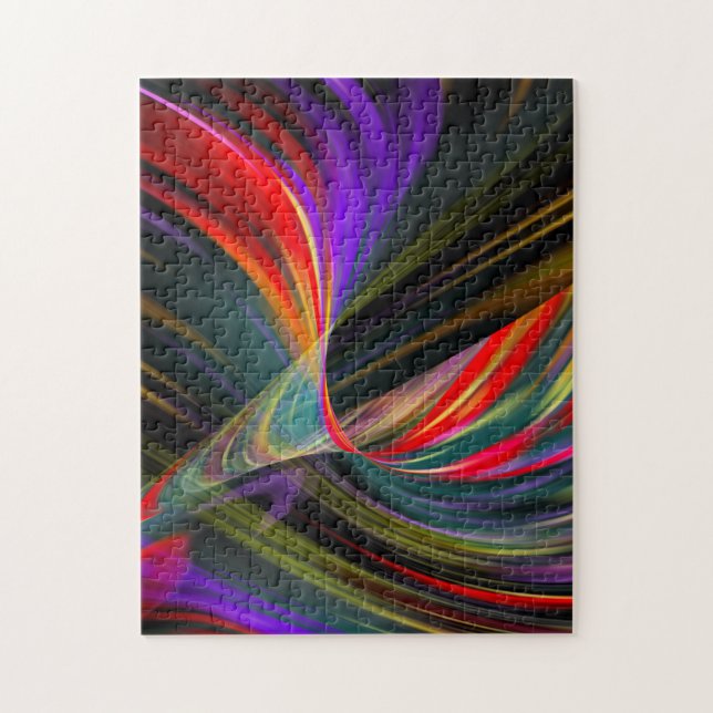 Neon Tunnel Light Abstract Black Jigsaw Puzzle (Vertical)