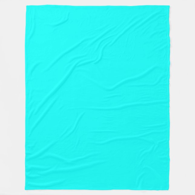 Neon turquoise bright fashionable modern tone  fleece blanket (Front)