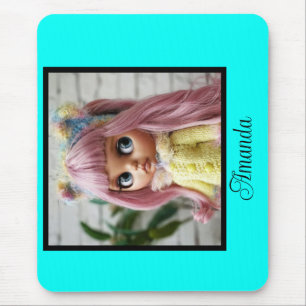 Neon turquoise bright fashionable modern tone mouse pad