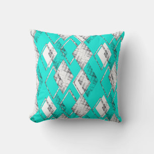 Neon turquoise geometric pattern. cushion