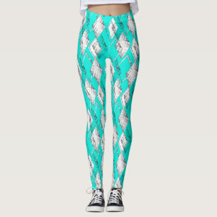 Neon turquoise geometric pattern. leggings