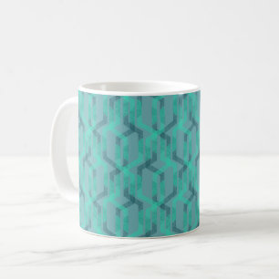 Neon turquoise pattern on grey background. coffee mug