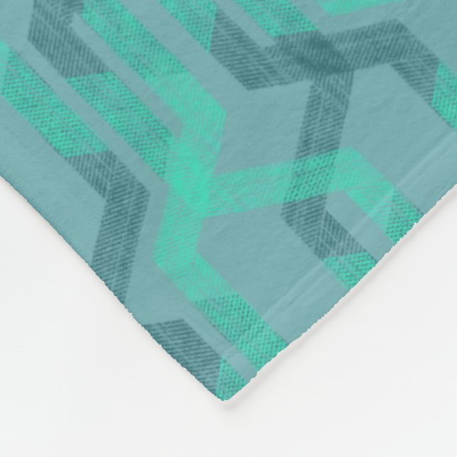 Neon turquoise pattern on grey background. fleece blanket (Corner)