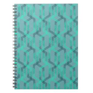 Neon turquoise pattern on grey background. notebook