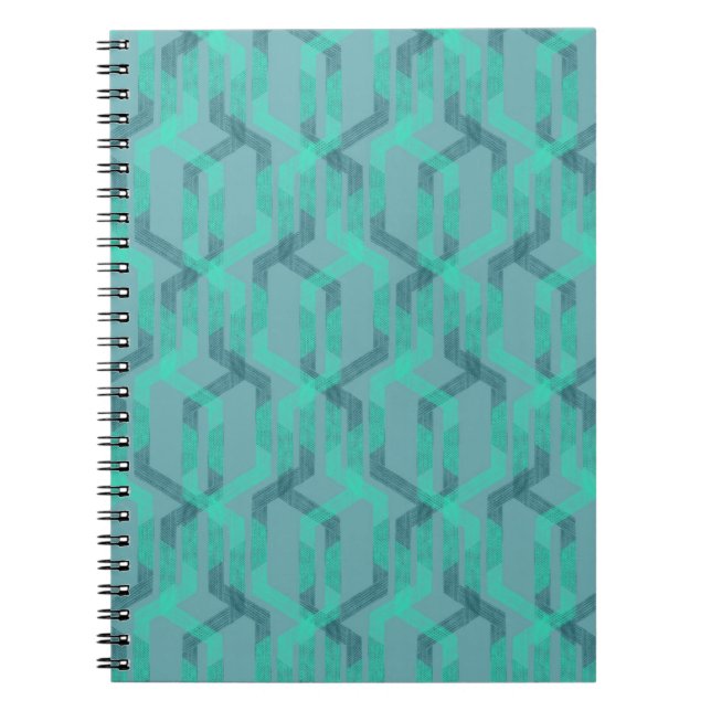 Neon turquoise pattern on grey background. notebook (Front)