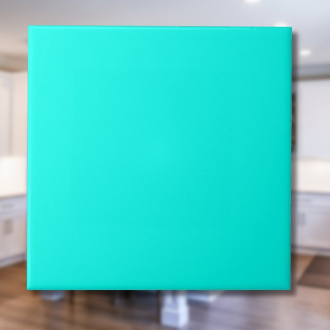 Neon Turquoise Solid Colour | Classic | Elegant Ceramic Tile (Creator Uploaded)