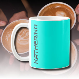 Neon Turquoise Solid Colour   Classic Personalised Coffee Mug
