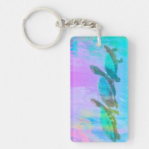 Neon Turtle Key Ring