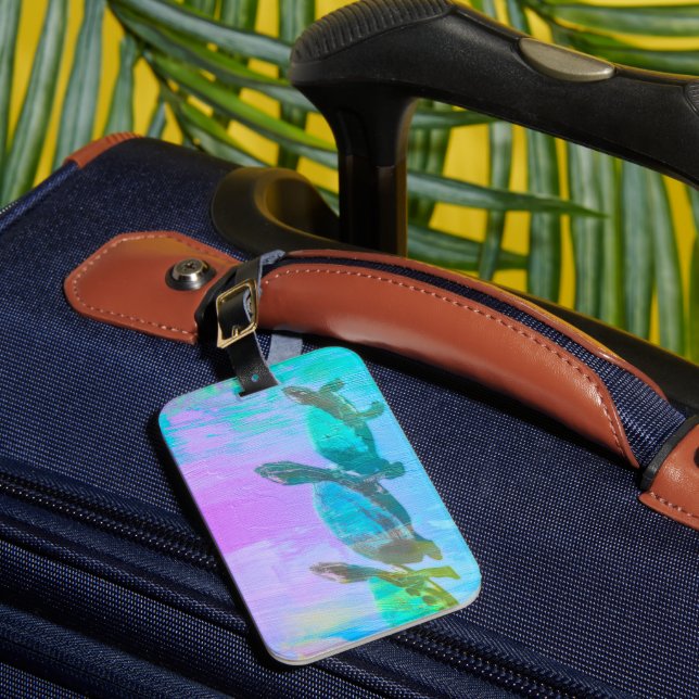 Neon Turtle Luggage Tag (Front Insitu 1)