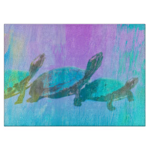Neon Turtles Cutting Board