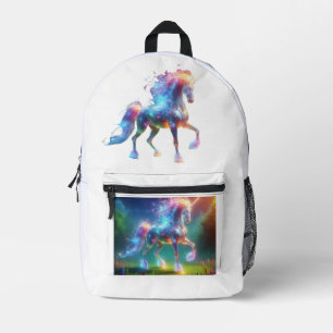 Neon Unicorn Art – Glowing Fantasy Horse Rainbow Printed Backpack