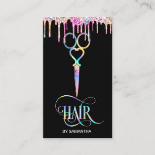 Neon Unicorn Holographic hairstylist hairdresser Business Card