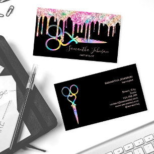 Neon Unicorn Holographic hairstylist hairdresser Business Card
