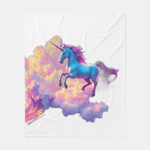 Neon Unicorn with Iridescent Clouds Fleece Blanket