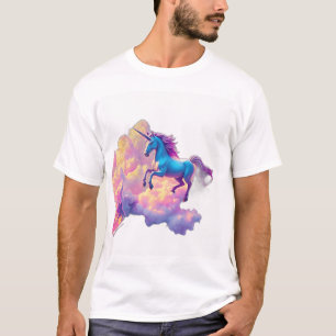 Neon Unicorn with Iridescent Clouds T-Shirt