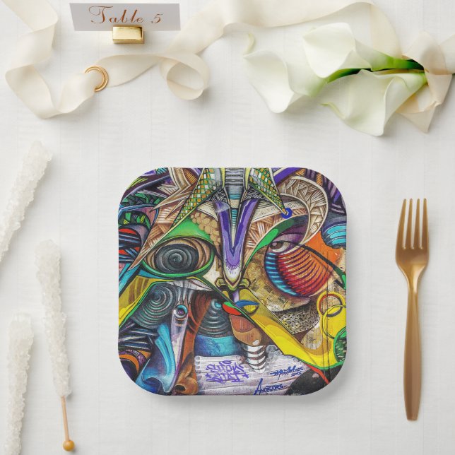 Neon Urban Graffiti Plates (Wedding)