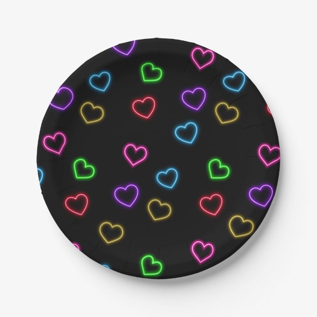 Neon Valentine Party  Paper Plate (Front)