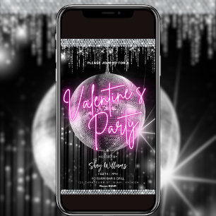 Neon Valentine’s Disco Party Invitation
