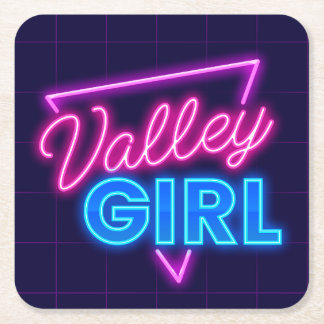 Neon Valley Girl Square Paper Coaster