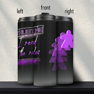 Neon Vaporwave Meeple Purple Board Game Geek Thermal Tumbler