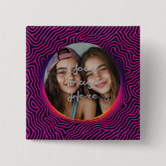 Neon Vaporwave Swirl Custom Photo Frame 15 Cm Square Badge