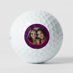 Neon Vaporwave Swirl Custom Photo Frame Golf Balls
