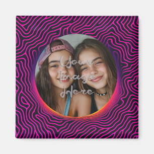 Neon Vaporwave Swirl Custom Photo Frame Magnet