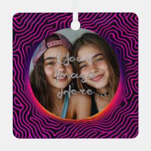 Neon Vaporwave Swirl Custom Photo Frame Metal Tree Decoration