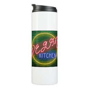 Neon Vegan Kitchen Sign Thermal Tumbler