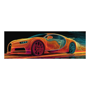 Neon Velocity   Automobile Art (36" x 12") Photo Print