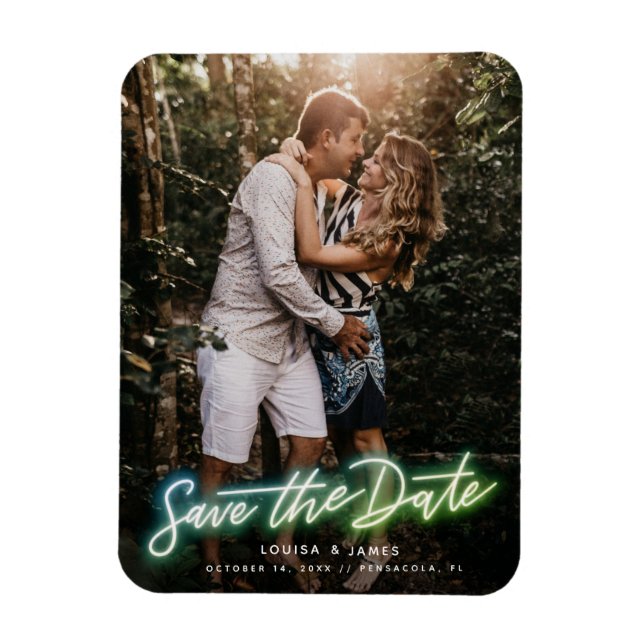 Neon Vertical Photo Save the Date Magnet (Vertical)