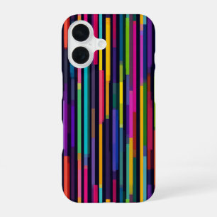 Neon Vertical Stripe Pattern iPhone 16 Case