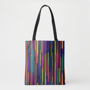 Neon Vertical Stripe Pattern Tote Bag
