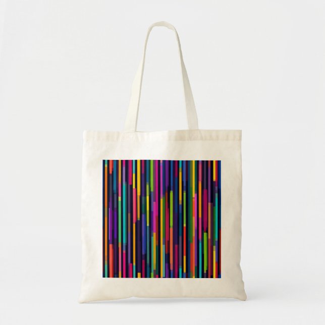 Neon Vertical Stripe Pattern Tote Bag (Front)