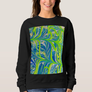 Neon Vines on Blue Marble Sweatshirt