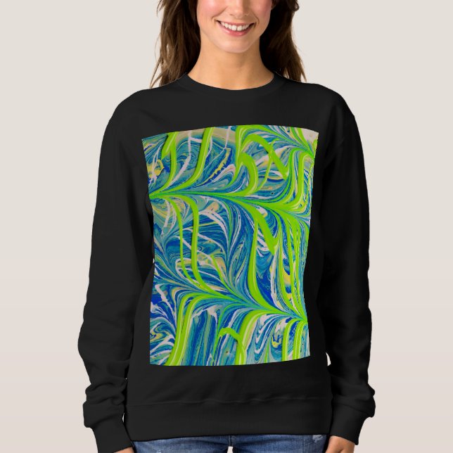 Neon Vines on Blue Marble Sweatshirt (Front)