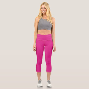 neon vivid pink   solid pink  capri leggings
