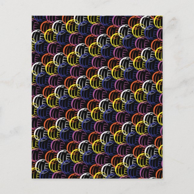 Neon Volleyballs on Black Scrapbook Paper (Front)