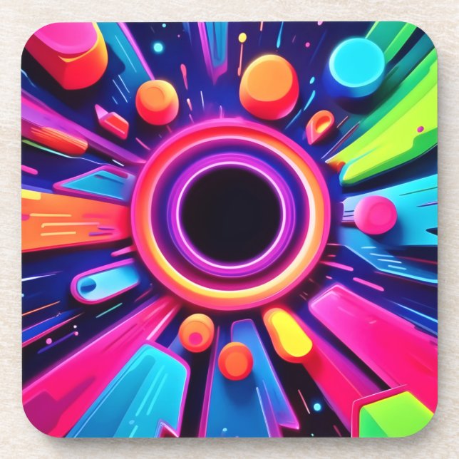 Neon Vortex Abstract Space Art Coaster (Front)