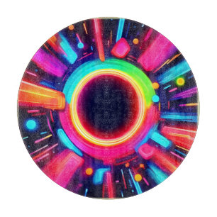 Neon Vortex of Light Art Cutting Board