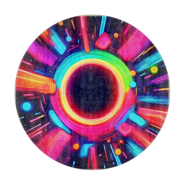 Neon Vortex of Light Art Cutting Board (Front)