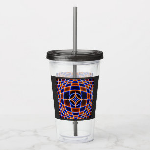 Neon Vortex Star Optical Illusion – Blue Orange Gl Acrylic Tumbler