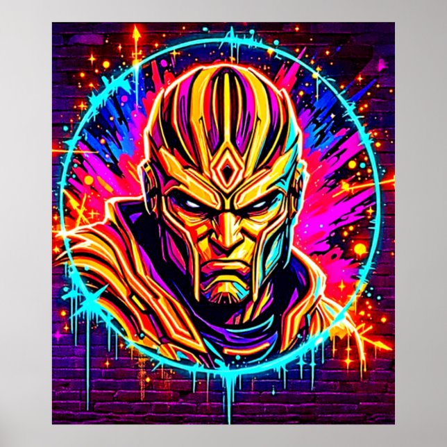 Neon Warrior Power Art Poster (Front)