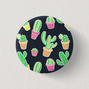 Neon Watercolor Cacti in Pots Pattern 3 Cm Round Badge