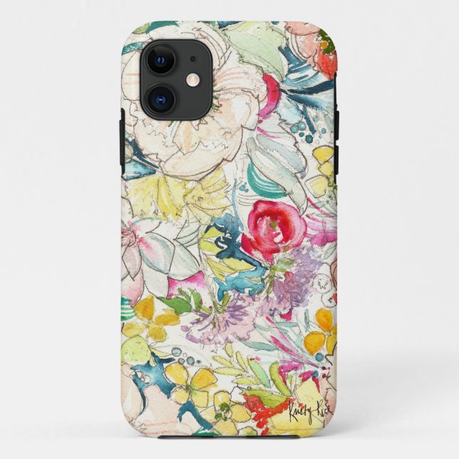 Neon Watercolor Flower iPhone Case (Back)
