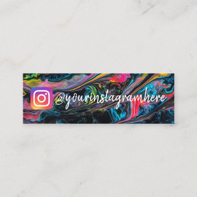 Neon Watercolor Instagram Social Media  Mini Business Card (Front)