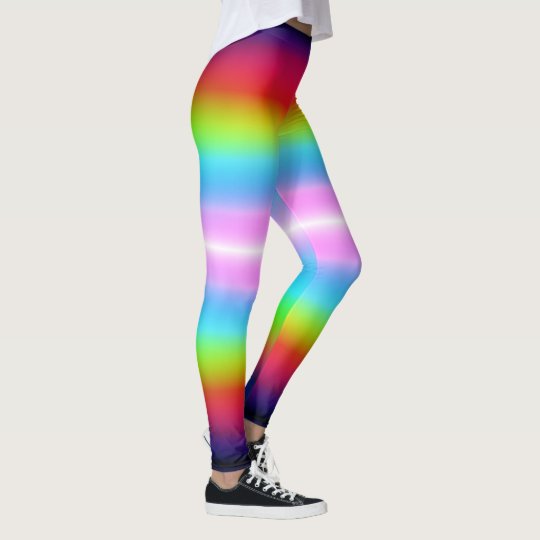 Neon Watercolor Stripes Blue Purple Pink Colourful Leggings